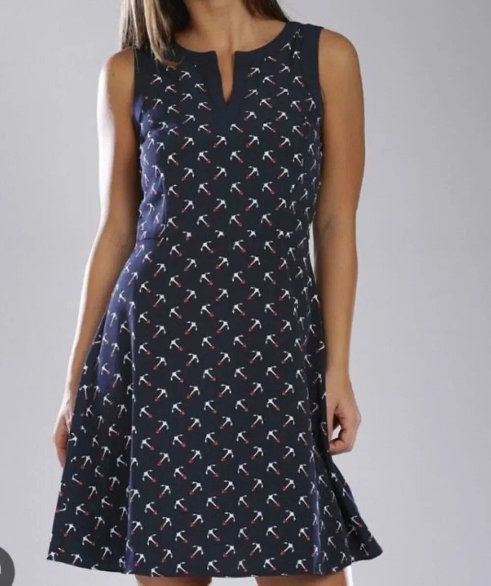 Tommy Hilfiger womans navy blue nautical, anchor, print, mini dress, 14
